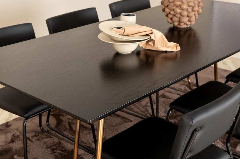 Pipi Spisegruppe 190 cm inkl. 6 Kenth Stoler - Svart/Kobber - Møbler - Bord - Spisegruppe