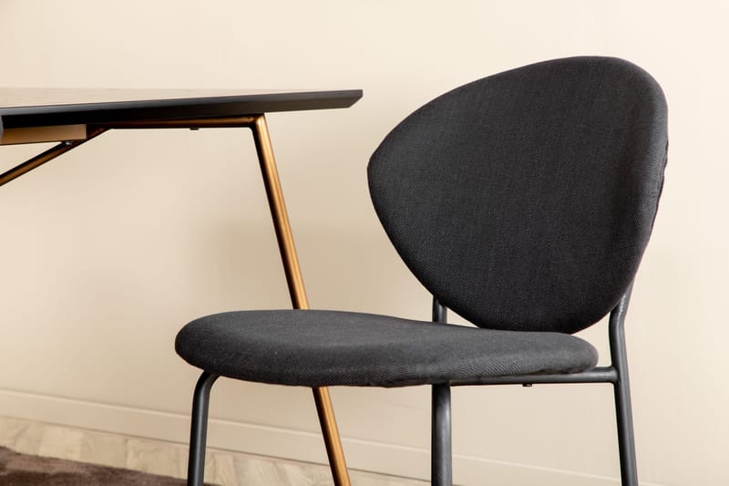 Pipi Spisegruppe 190 cm inkl. 6 Moncoll Stoler - Svart/Kobber - Møbler - Bord - Spisegruppe