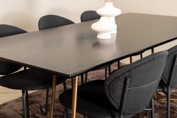 Pipi Spisegruppe 190 cm inkl. 6 Moncoll Stoler - Svart/Kobber - Møbler - Bord - Spisegruppe