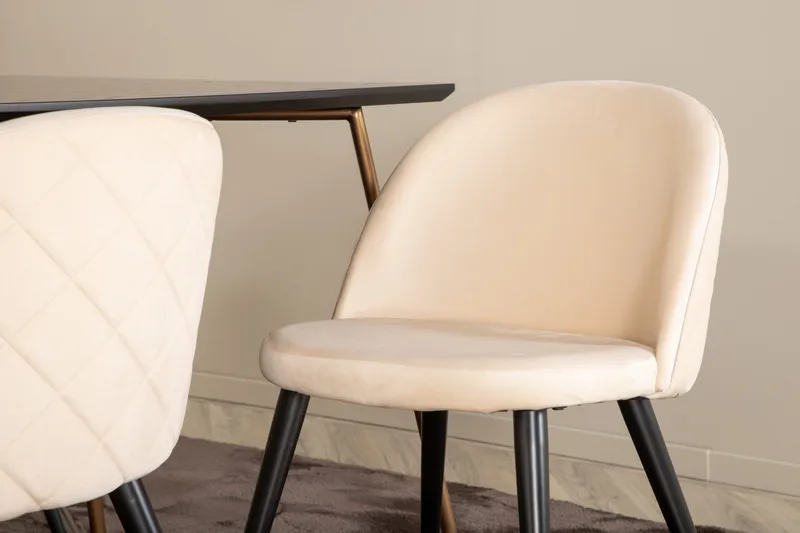 Pipi Spisegruppe 190 cm inkl. 6 Velvets Stoler - Svart/Kobber - Møbler - Bord - Spisegruppe
