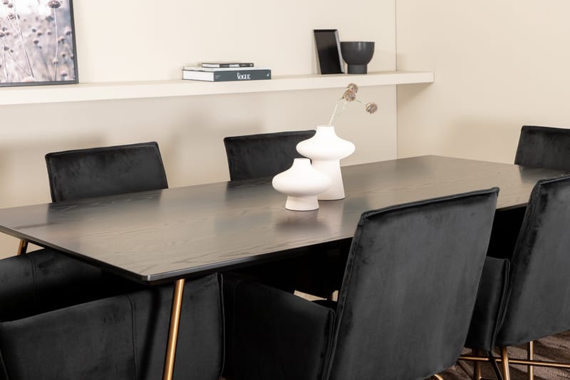 Pipi Spisegruppe 190 cm inkl. 6 Pipi Stoler - Svart/Kobber - Møbler - Bord - Spisegruppe