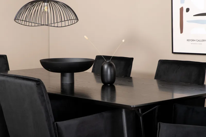 Pipi Spisegruppe 190 cm inkl. 6 Pipi Stoler - Svart/Kobber - Møbler - Bord - Spisegruppe