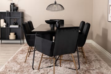 Pipi Spisegruppe 190 cm inkl. 6 Pipi Stoler - Svart/Kobber - Møbler - Bord - Spisegruppe