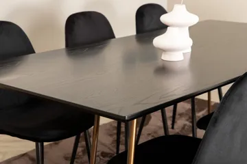 Pipi Spisegruppe 190 cm inkl. 6 Pontus Stoler - Svart/Kobber - Møbler - Bord - Spisegruppe