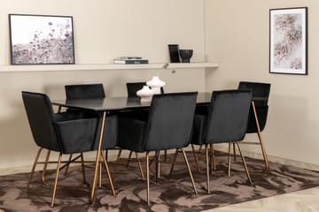 Pipi Spisegruppe 190 cm inkl. 6 Pipi Stoler - Svart/Kobber - Møbler - Bord - Spisegruppe