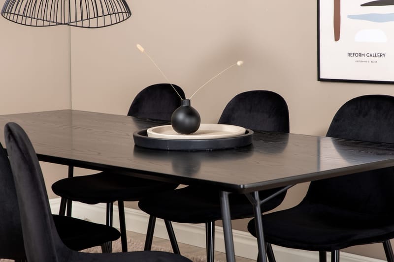 Pipi Spisegruppe 190 cm inkl. 6 Pontus Stoler - Svart - Møbler - Bord - Spisegruppe