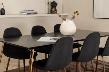 Pipi Spisegruppe 190 cm inkl. 6 Pontus Stoler - Svart/Kobber/Brun - Møbler - Bord - Spisegruppe