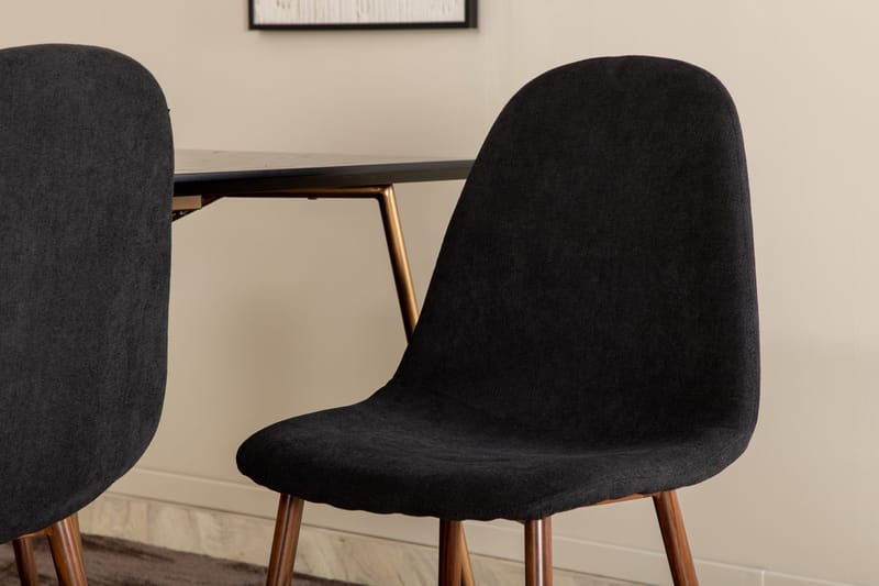 Pipi Spisegruppe 190 cm inkl. 6 Pontus Stoler - Svart/Kobber/Brun - Møbler - Bord - Spisegruppe