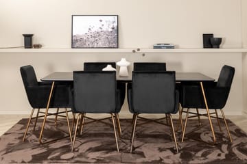 Pipi Spisegruppe 190 cm inkl. 6 Pipi Stoler - Svart/Kobber - Møbler - Bord - Spisegruppe