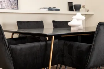 Pipi Spisegruppe 190 cm inkl. 6 Pipi Stoler - Svart/Kobber - Møbler - Bord - Spisegruppe