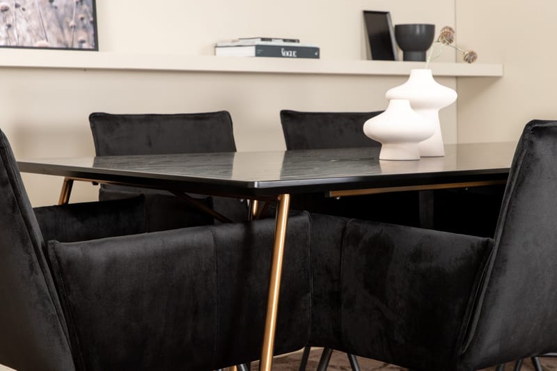 Pipi Spisegruppe 190 cm inkl. 6 Pipi Stoler - Svart/Kobber - Møbler - Bord - Spisegruppe