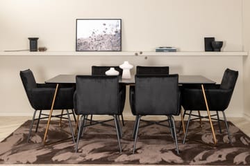 Pipi Spisegruppe 190 cm inkl. 6 Pipi Stoler - Svart/Kobber - Møbler - Bord - Spisegruppe