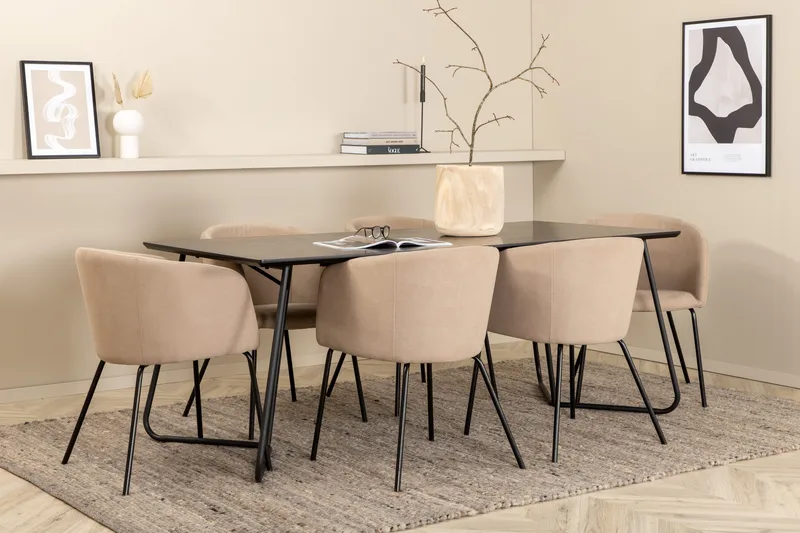 Pippi spisebord med 6 stk Berit Spisestol