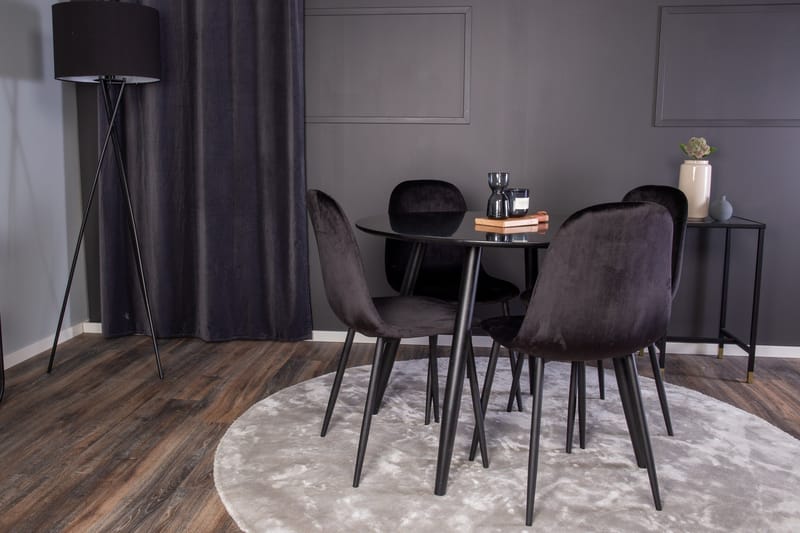 Plaza Spisegruppe 100 cm Rund med 4 Polar Stoler - Svart - Møbler - Bord - Spisegruppe