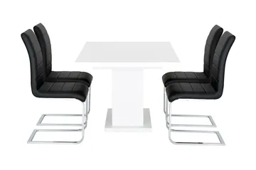 Ratliff Forlengningsbar Spisegruppe 180 cm m 4 Cibus Stoler - Hvit/Svart - Møbler - Bord - Spisegruppe