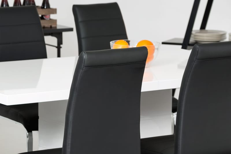 Ratliff Forlengningsbar Spisegruppe 180 cm m 4 Cibus Stoler - Hvit/Svart - Møbler - Bord - Spisegruppe