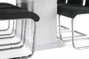 Ratliff Forlengningsbar Spisegruppe 180 cm med 6 Cibus Stole - Hvit/Grå/Krom - Møbler - Bord - Spisegruppe