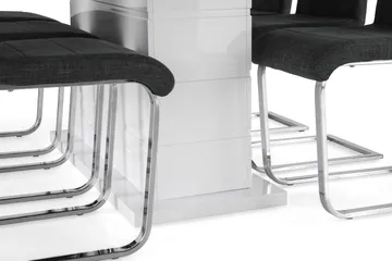 Ratliff Forlengningsbar Spisegruppe 180 cm med 6 Cibus Stole - Hvit/Grå/Krom - Møbler - Bord - Spisegruppe