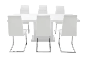 Ratliff Spisegruppe 180 cm + 6 Sorado Stoler - Hvit/Krom - Møbler - Bord - Spisegruppe