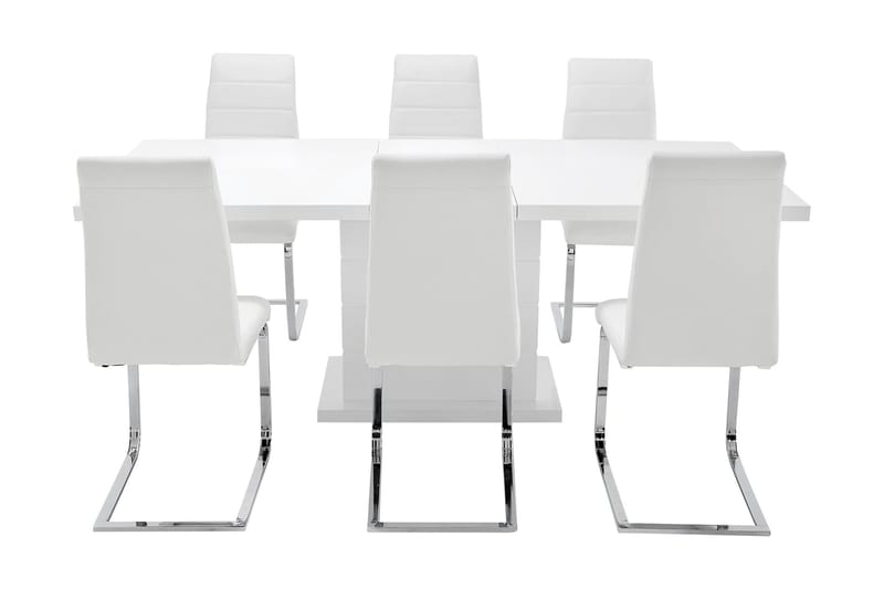 Ratliff Spisegruppe 180 cm + 6 Sorado Stoler - Hvit/Krom - Møbler - Bord - Spisegruppe