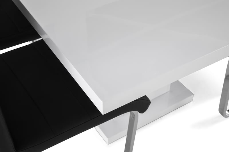 Ratliff Spisegruppe 180 cm + 6 Stoler Utvidbart med Tilleggsplate - Hvit / Svart PU / Krom - Møbler - Bord - Spisegruppe