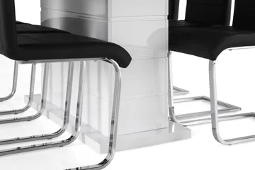 Ratliff Spisegruppe 180 cm + 6 Stoler Utvidbart med Tilleggsplate - Hvit / Svart PU / Krom - Møbler - Bord - Spisegruppe