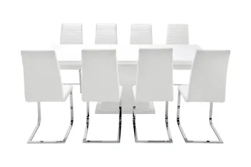 Ratliff Spisegruppe 180 cm + 8 Sorado Stoler - Hvit/Krom - Møbler - Bord - Spisegruppe