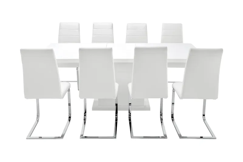 Ratliff Spisegruppe 180 cm + 8 Sorado Stoler - Hvit/Krom - Møbler - Bord - Spisegruppe