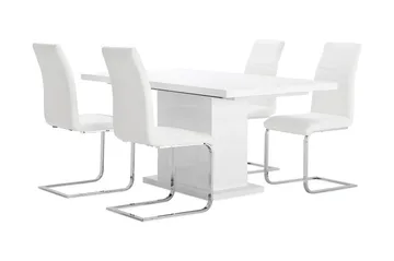 Ratliff Spisegruppe 180 cm + 4 Sorado Stoler - Hvit/Krom - Møbler - Bord - Spisegruppe