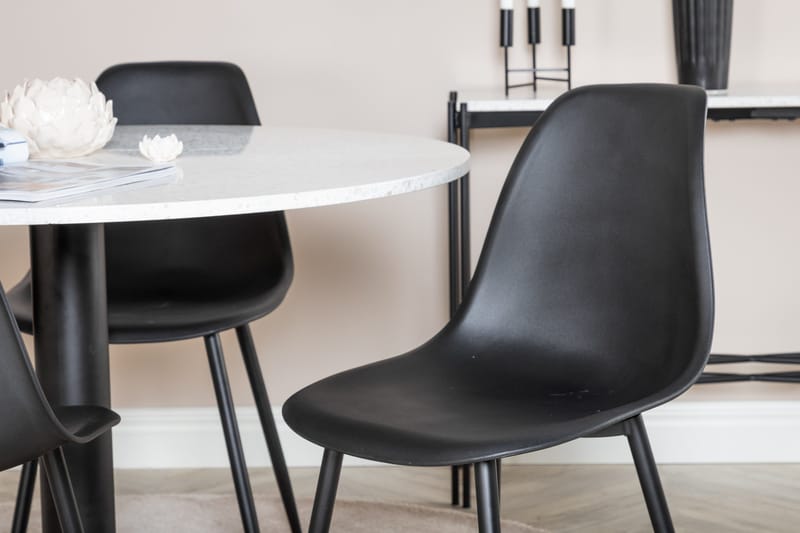 Razzia Spisegruppe 106 cm Rund inkl. 4 Ypas Stoler - Hvit/Svart - Møbler - Bord - Spisegruppe
