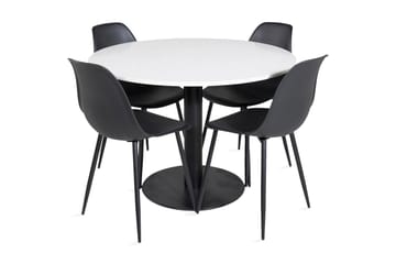 Razzia Spisegruppe 106 cm Rund inkl. 4 Ypas Stoler - Hvit/Svart - Møbler - Bord - Spisegruppe