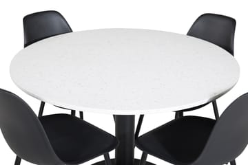 Razzia Spisegruppe 106 cm Rund inkl. 4 Ypas Stoler - Hvit/Svart - Møbler - Bord - Spisegruppe