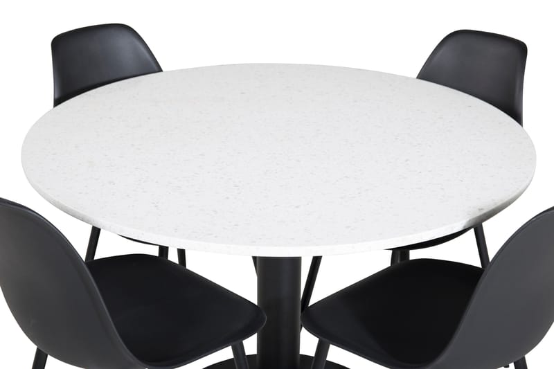 Razzia Spisegruppe 106 cm Rund inkl. 4 Ypas Stoler - Hvit/Svart - Møbler - Bord - Spisegruppe