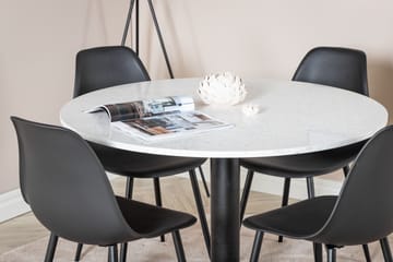 Razzia Spisegruppe 106 cm Rund inkl. 4 Ypas Stoler - Hvit/Svart - Møbler - Bord - Spisegruppe