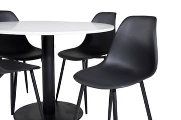 Razzia Spisegruppe 106 cm Rund inkl. 4 Ypas Stoler - Hvit/Svart - Møbler - Bord - Spisegruppe