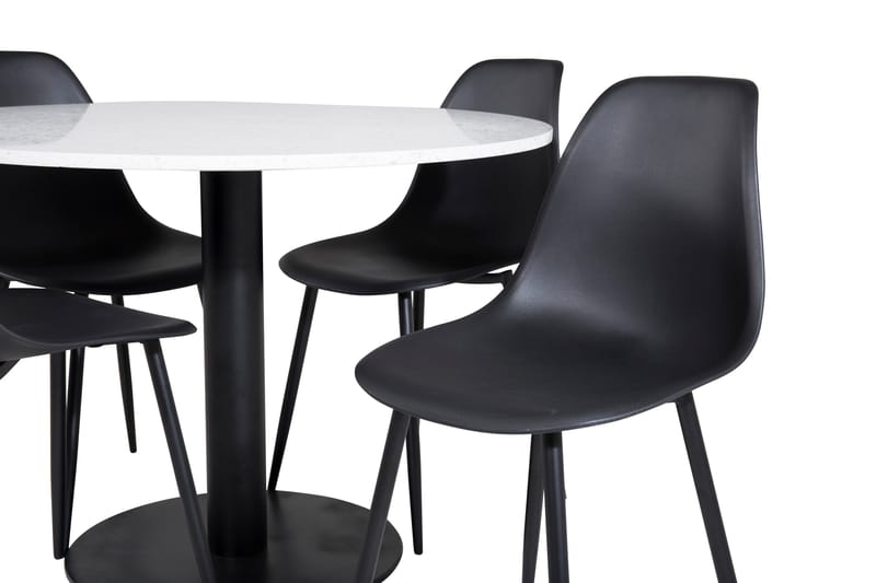 Razzia Spisegruppe 106 cm Rund inkl. 4 Ypas Stoler - Hvit/Svart - Møbler - Bord - Spisegruppe