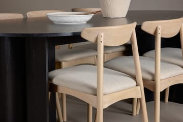 Rektangulær spisegruppe Tyresö 220 cm med 6 Ven stoler - Svart/Whitewash - Møbler - Bord - Spisegruppe