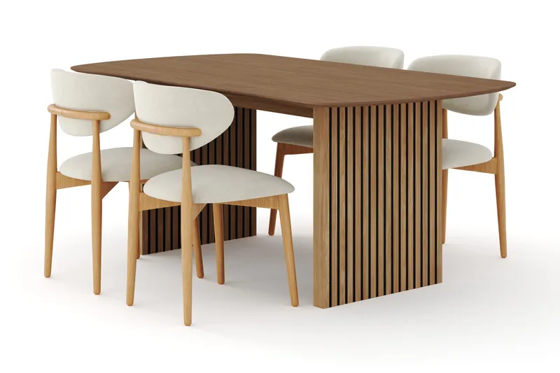 Richeto Spisegruppe 180 cm Eik med 4 Molly Spisestoler, Eik/Beige
