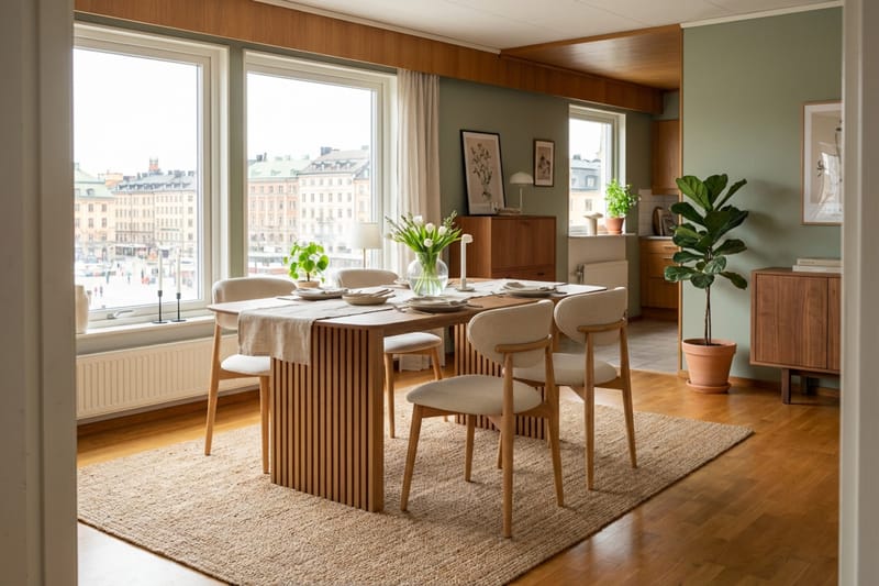 Richeto Spisegruppe 180 cm Eik med 4 Molly Spisestoler - Eik/Beige - Møbler - Bord - Spisegruppe