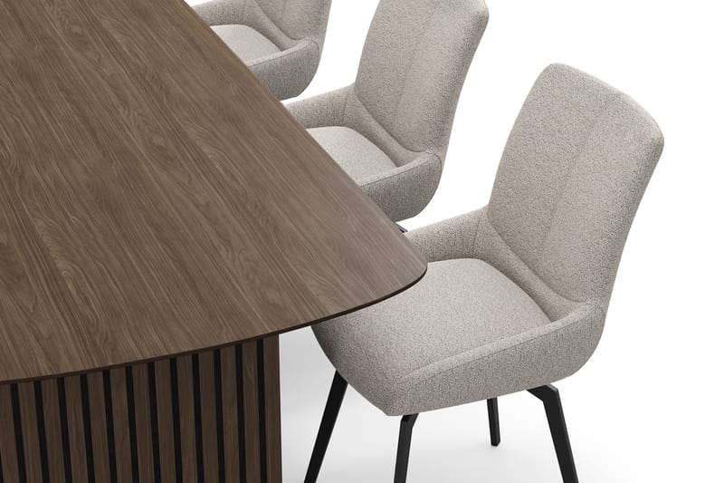 Richeto spisegruppe 240 cm med 6 Mora snurrestoler - Røkt eik/mørkbeige - Møbler - Bord - Spisegruppe