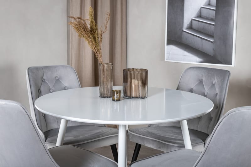 Ridones Spisebord Rundt med 4 Valera Lyx Fløyelsstoler - Møbler - Bord - Spisegruppe