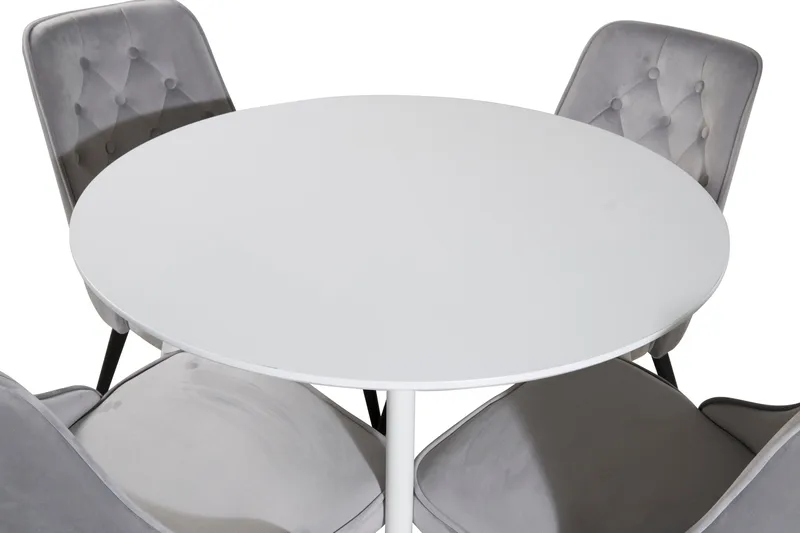 Ridones Spisebord Rundt med 4 Valera Lyx Fløyelsstoler - Møbler - Bord - Spisegruppe