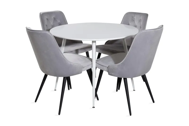 Ridones Spisebord Rundt med 4 Valera Lyx Fløyelsstoler