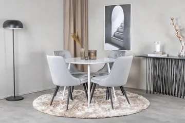 Ridones Spisebord Rundt med 4 Valera Lyx Fløyelsstoler - Møbler - Bord - Spisegruppe