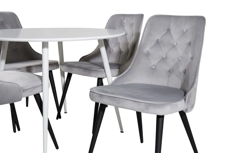 Ridones Spisebord Rundt med 4 Valera Lyx Fløyelsstoler - Møbler - Bord - Spisegruppe