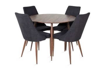 Ridones Spisegruppe 100 cm Rund inkl. 4 Campomar Stoler - Brun/Svart - Møbler - Bord - Spisegruppe
