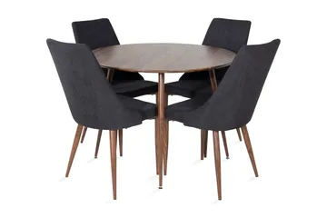 Ridones Spisegruppe 100 cm Rund inkl. 4 Campomar Stoler - Brun/Svart - Møbler - Bord - Spisegruppe