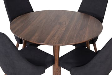 Ridones Spisegruppe 100 cm Rund inkl. 4 Campomar Stoler - Brun/Svart - Møbler - Bord - Spisegruppe