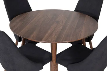 Ridones Spisegruppe 100 cm Rund inkl. 4 Campomar Stoler - Brun/Svart - Møbler - Bord - Spisegruppe