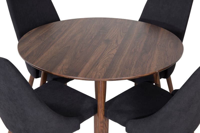 Ridones Spisegruppe 100 cm Rund inkl. 4 Campomar Stoler - Brun/Svart - Møbler - Bord - Spisegruppe